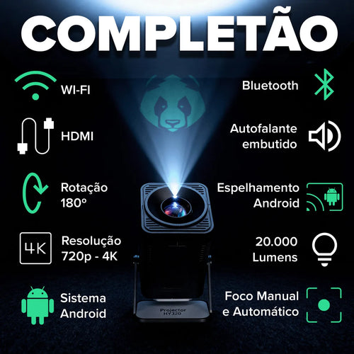 Projetor Smart Portátil Hy 320 Full Hd 4k Bluetooth Wifi Cor Android 11.0 5g Tv Cinema Em Casa Several Importados